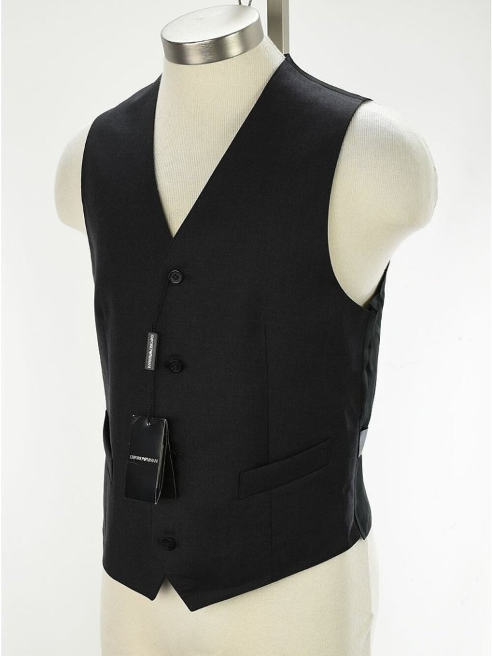 EMPORIO ARMANI Mens Charcoal V Neck Wool Silk Suit Vest 48 38 Italy NWT
